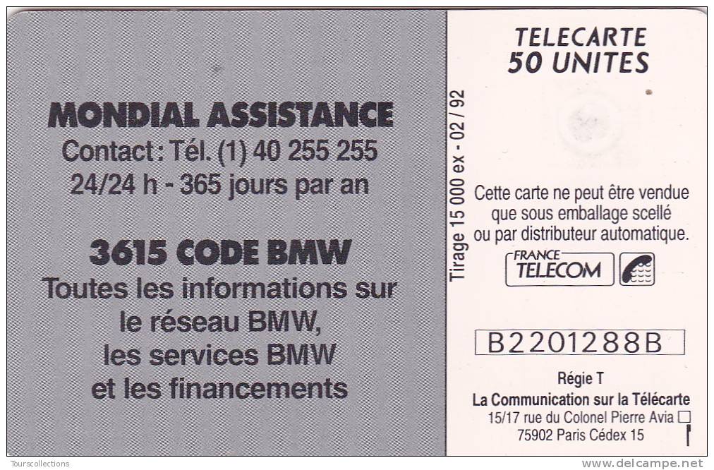 TELECARTE 50 U @ BMW Z1 @ 02/92 Gem 2° Logo Moréno - 10 011 Ex - Auto Voiture - 50 Einheiten