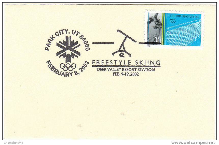 USA Cachet Officiel Official Handstamp Postmark Salt Lake City Winter Olympics Games Freestyle Skiing Ski Acrobatique - Hiver 2002: Salt Lake City