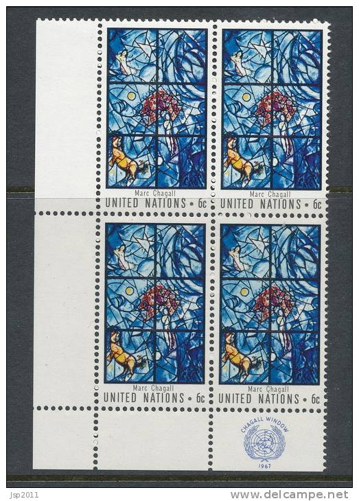 UN New York 1967 Michel 189, Block Of 4 With Lable In Lower Left Corner, MNH** - Hojas Y Bloques