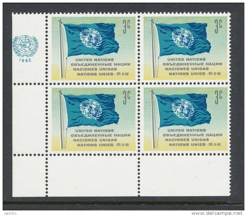 UN New York 1961 Michel # 100, Block Of 4 With Lable In Lower Left Corner, MNH** - Hojas Y Bloques