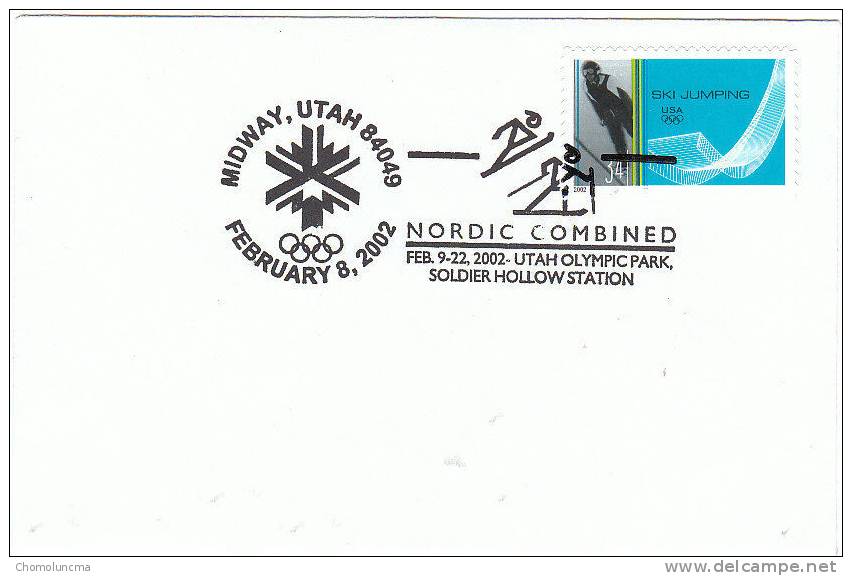 USA Cachet Officiel Official Handstamp Postmark Salt Lake City Winter Olympics Games Combiné Nordique Nordic Combined - Winter 2002: Salt Lake City