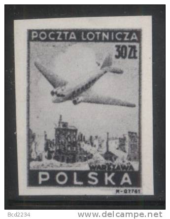 POLAND 1946 AIRMAIL PLANES AIRPLANES BLACK PRINT  MNH Flight Transport Warsaw Raised To Ground Via Nazi Germany WW2 - Essais & Réimpressions