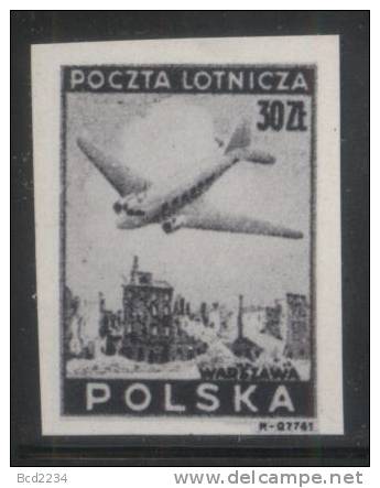 POLAND 1946 AIRMAIL PLANES AIRPLANES BLACK PRINT  MNH Flight Transport Warsaw Raised To Ground Via Nazi Germany WW2 - Varietà E Curiosità