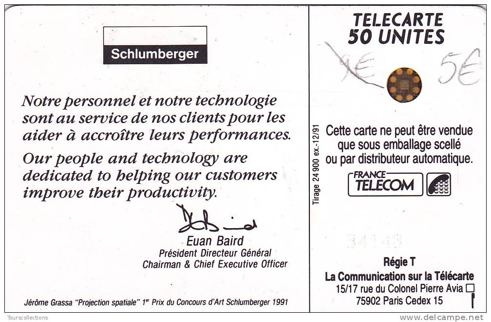 TELECARTE 50 U @ SCHLUMBERGER Tableau De J Grassa @ SC4 Argent N° Par Impact 34148 -  12/1991 - % 16 633 Ex - 50 Einheiten