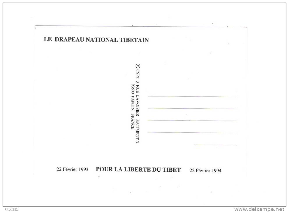 Cpsm Le Drapeau National Du TIBET - Année De L'oiseau Eau - Pour La Liberté 22 Février 1993 1994 - Tibet