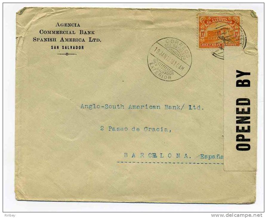 WW1 / Lettre Censurée De SAN  SALVADOR / 19 Janvier 1918 / Pour L'Espagne - Provenance Assez Rare - Guerre De 1914-18