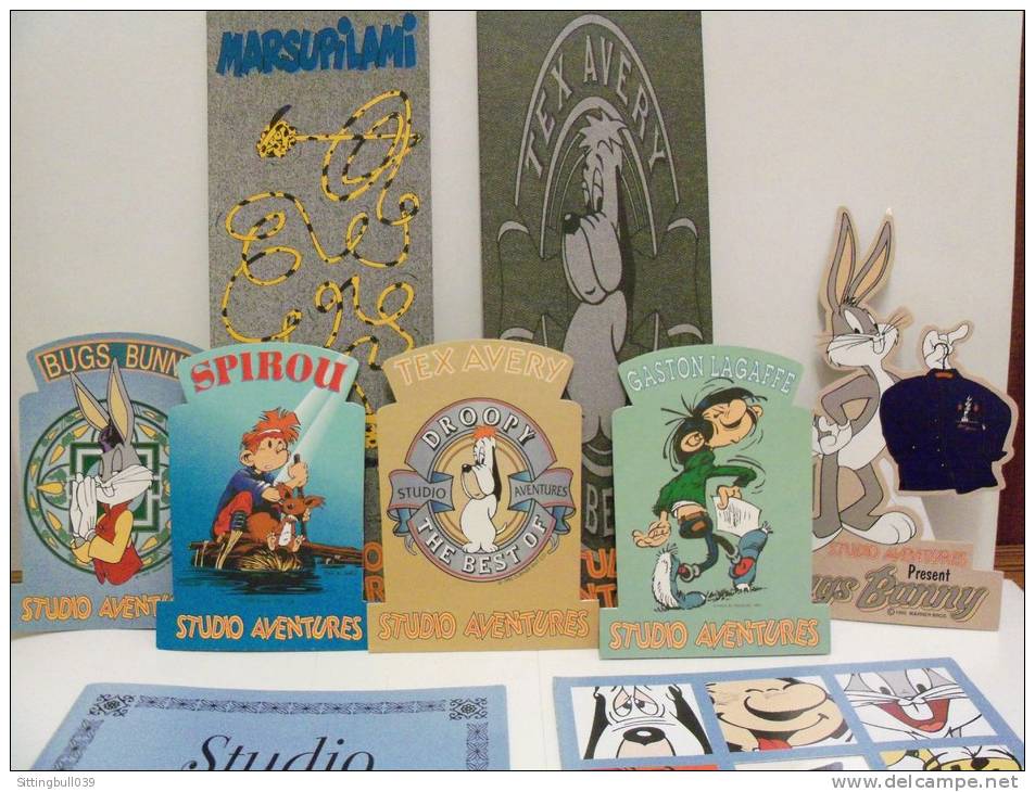 Spirou, Gaston Lagaffe, Tex Avery, Bugs Bunny... 4 Dossiers De Presse Studio Aventures + 7 PUB PLV+Photos, Rare Ensemble - Persboek