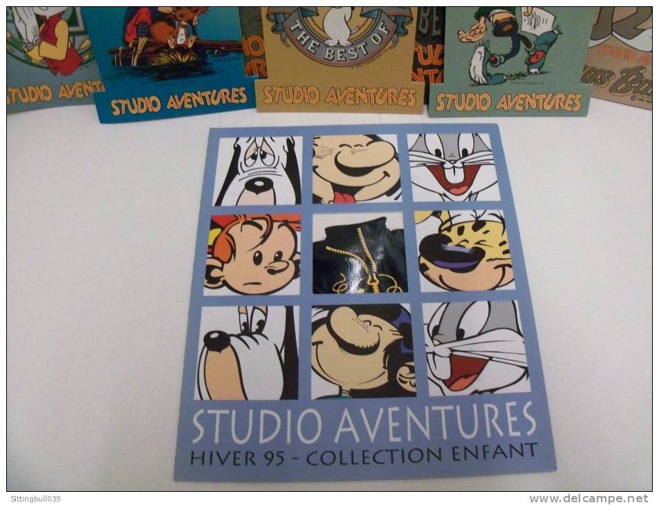 Spirou, Gaston Lagaffe, Tex Avery, Bugs Bunny... 4 Dossiers de Presse Studio Aventures + 7 PUB PLV+Photos, Rare ensemble