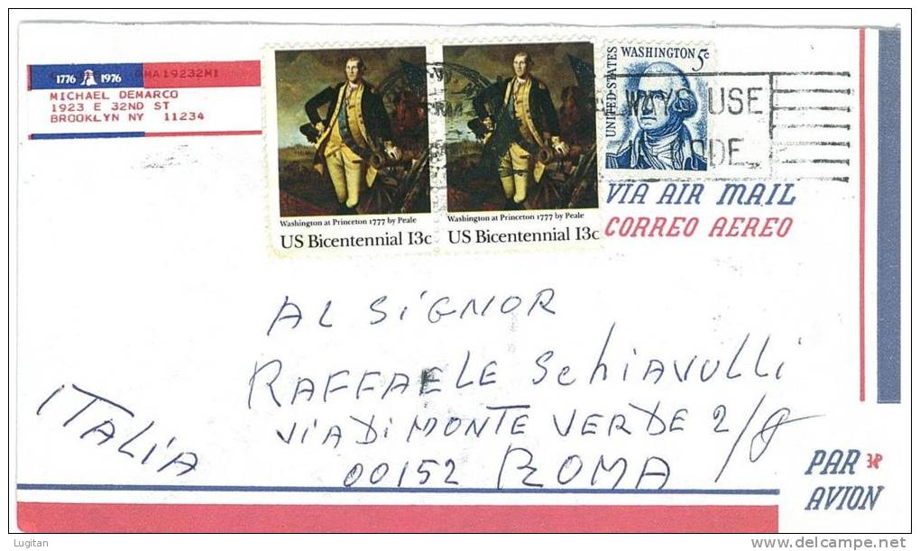 STATI UNITI - U.S.A. - LETTERA DA NY VERSO ITALIA -   ANNO 1977 - Storia Postale