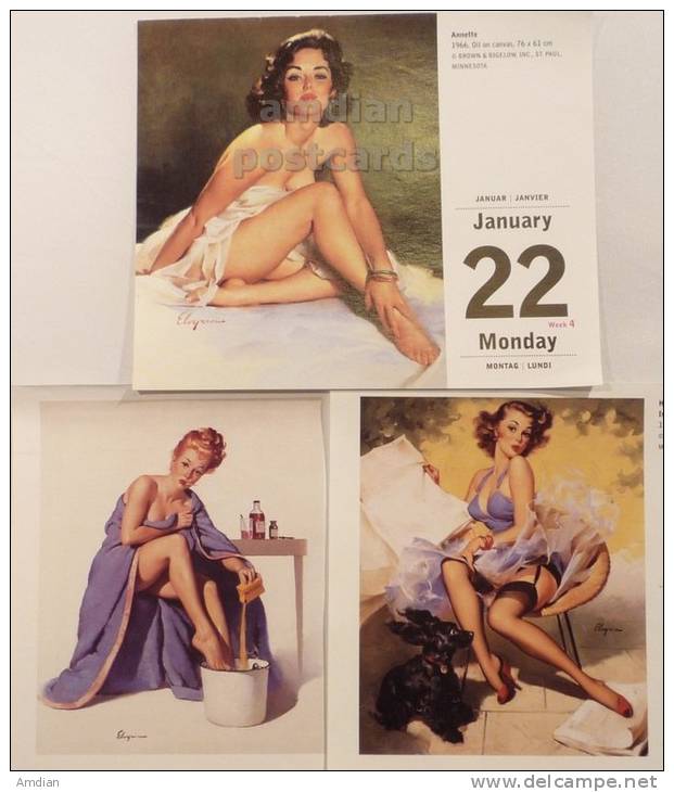 LOT 3 ELVGREN PINUP SEXY SEMI NUDE WOMEN ~ RISQUE ART~2007 TASCHEN CALENDAR #3 - Small : 2001-...