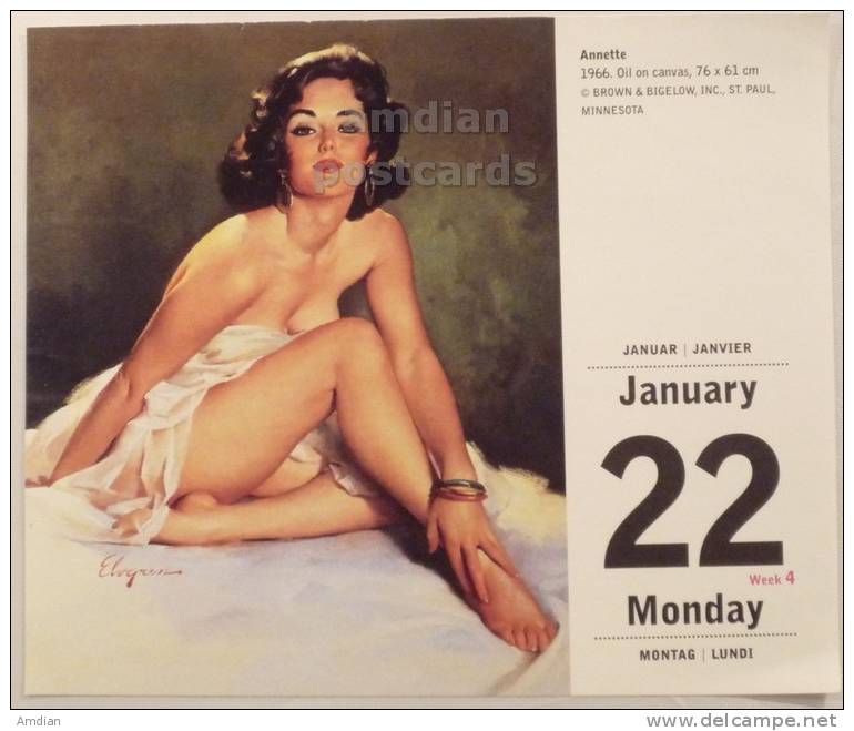 LOT 3 ELVGREN PINUP SEXY SEMI NUDE WOMEN ~ RISQUE ART~2007 TASCHEN CALENDAR #3 - Small : 2001-...