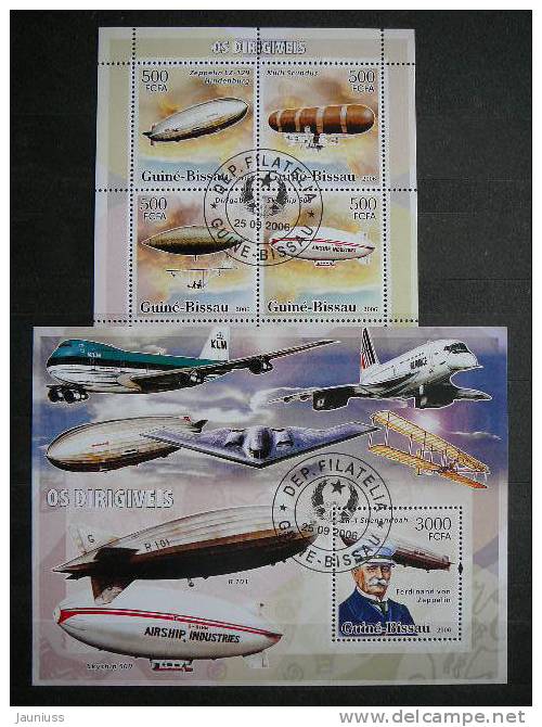 Zeppelins Planes # Guinea Bissau 2006 2x S/s Used #885 - Zeppelines