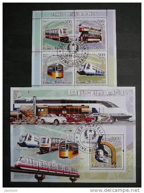 City Transport Trains Cars Motorbike # Guinea Bissau # 2006 2x S/s Used # - Zeppelins