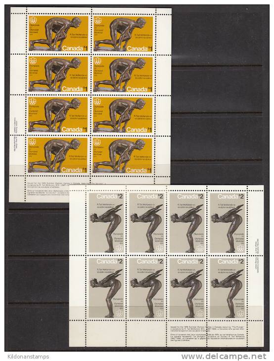 Canada 1975 Olympic Sculptures, Full Sheets, Mint No Hinge, Sc# 656-657 - Unused Stamps