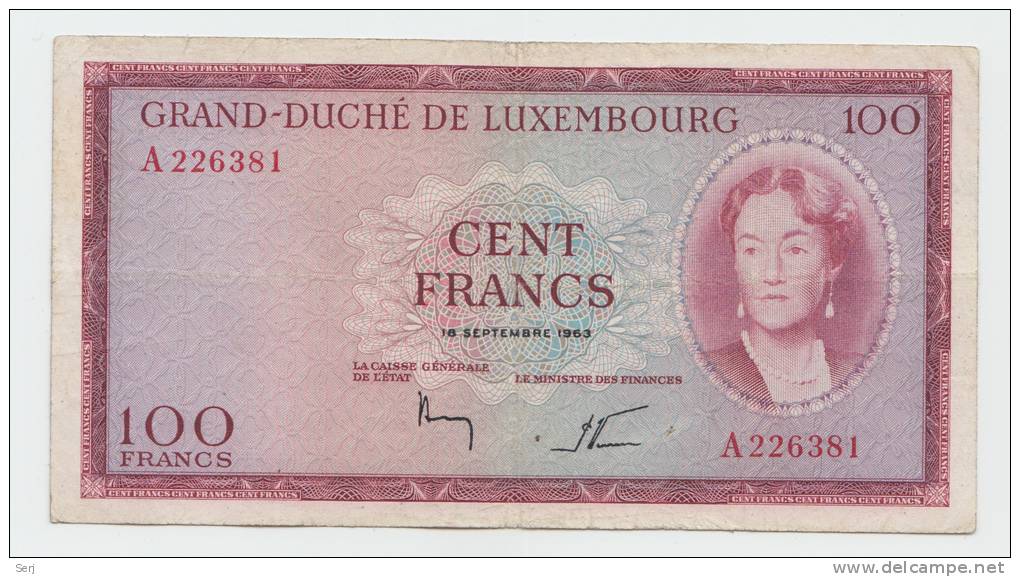 LUXEMBOURG 100 FRANCS 1963 "F++" P 52 - Luxembourg