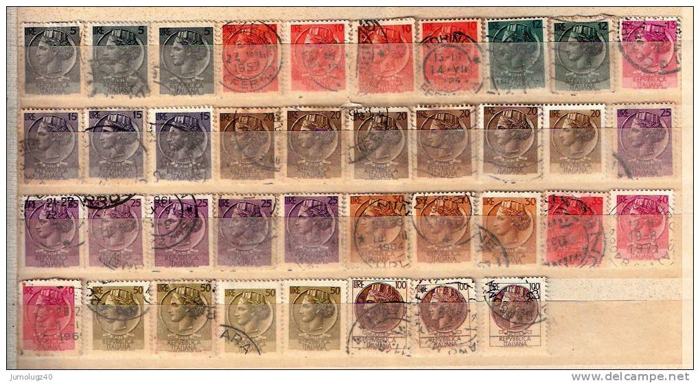 Timbre Italie Lot 11. 38 Timbres Oblitérés "Monnaie Syracusaine". Cote > 5.70 € - Sonstige & Ohne Zuordnung