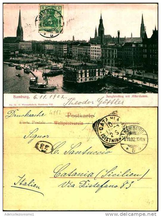 4112) Cartolina Viaggiata Nel 1903 Hamburg- Junglernftieg-mit-alfterdam. - Harburg
