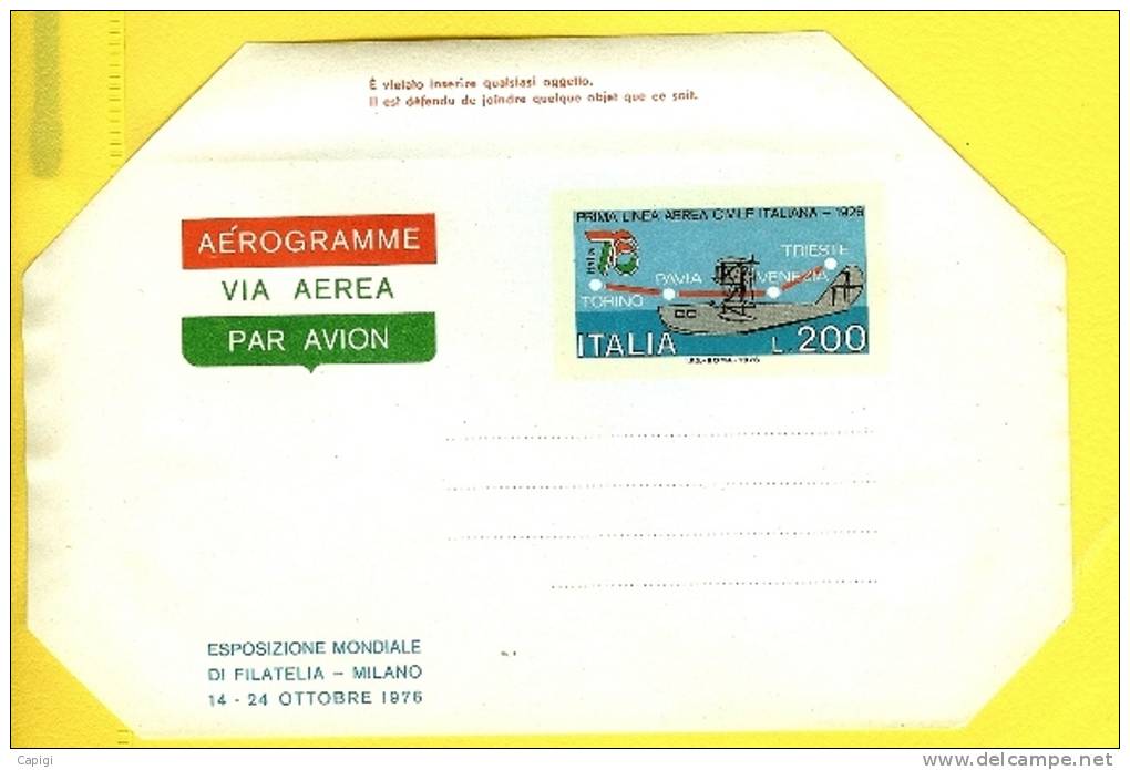 1976 - ITALIA - AEROGRAMMA  ITALIA 76  # A.6 - Luchtpost