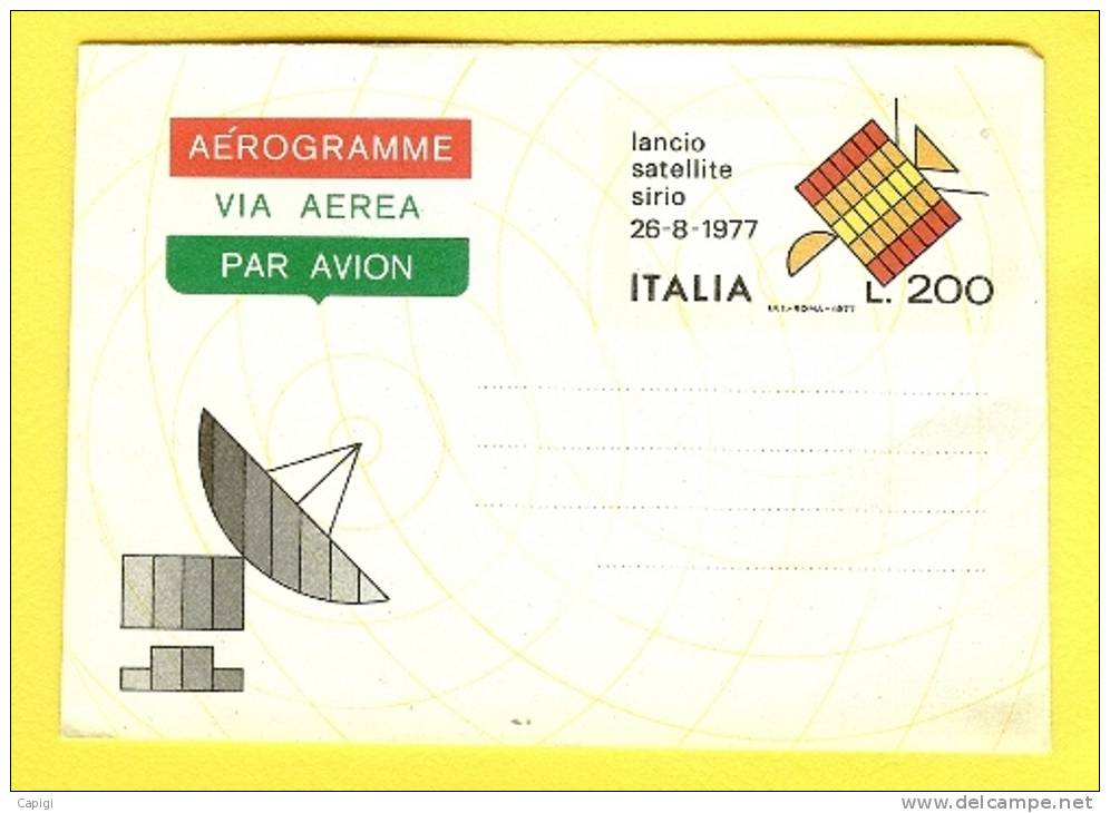 1977 - ITALIA - AEROGRAMMA  SATELLITE SIRIO # A.9 NUOVO - Poste Aérienne