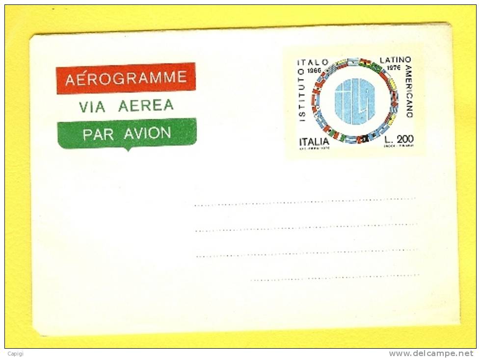 1976 - ITALIA - AEROGRAMMA ISTITUTO ITALO LATINO AMERICANO # A.7 NUOVO - Poste Aérienne