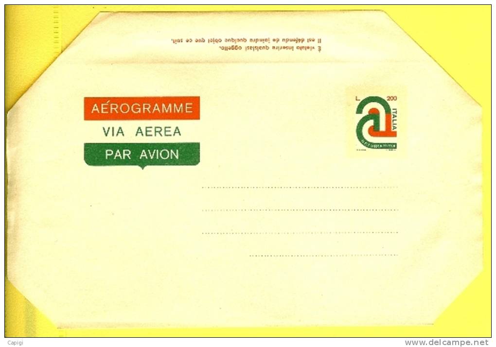 1977 - ITALIA - AEROGRAMMA ORDINARIO # A.8 NUOVO - Poste Aérienne