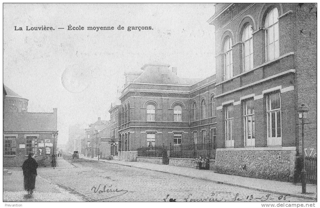 LA LOUVIERE - Ecole Moyenne De Garçons - Superbe Carte Circulée 1908 - La Louvière