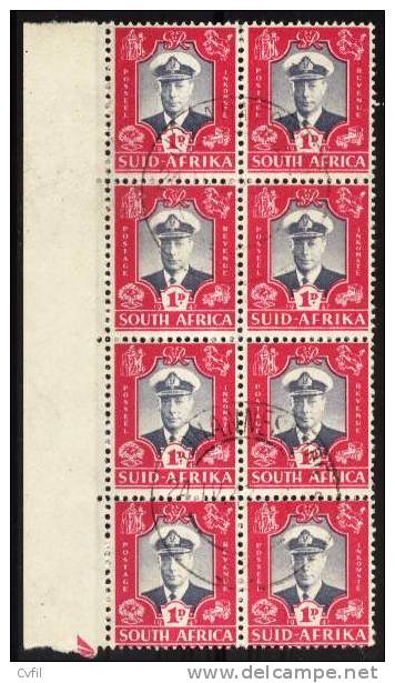 SOUTH AFRICA 1947 - Block Of 8 Of The 1d George VI Of The Royal Visit Set, Used - Used Stamps