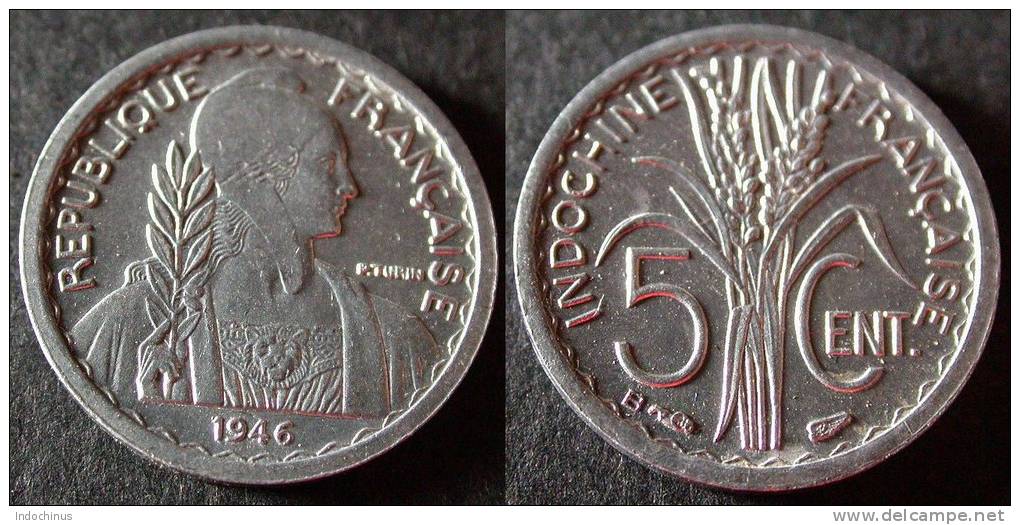 INDOCHINE Très Très Rare Et étrangement Peu Coté 5 Cent 1946  B    SUP/UNC   PORT OFFERT - Laos