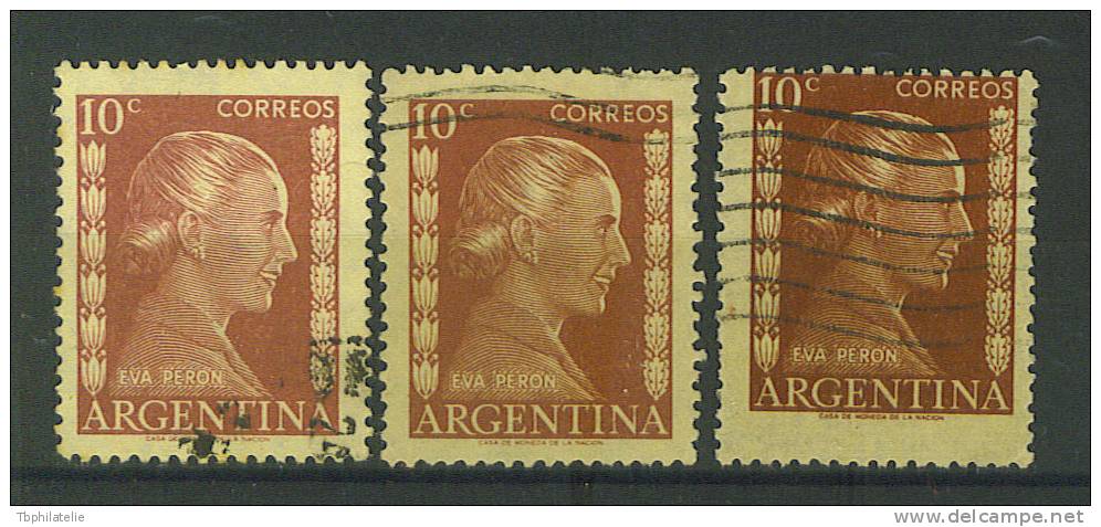 VEND TIMBRES D ' ARGENTINE , N° 519 X 3 NUANCES DIFFERENTES !!!! - Usati