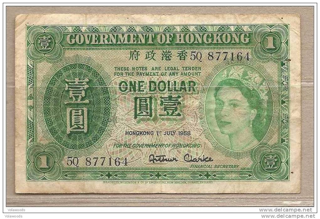 Hong Kong - Banconota Circolata Da 1 Dollaro - 1958 - Hong Kong