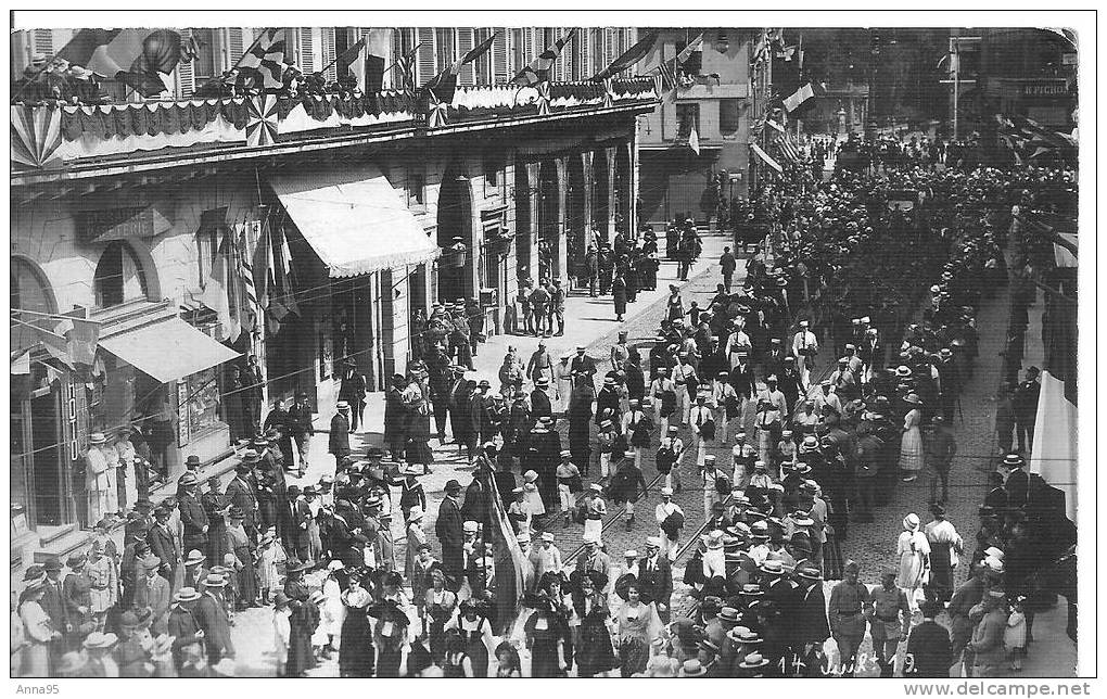 CPA CARTE PHOTO  14 JUILLET  1919 EN ALSACE  Très Animée - Altri & Non Classificati