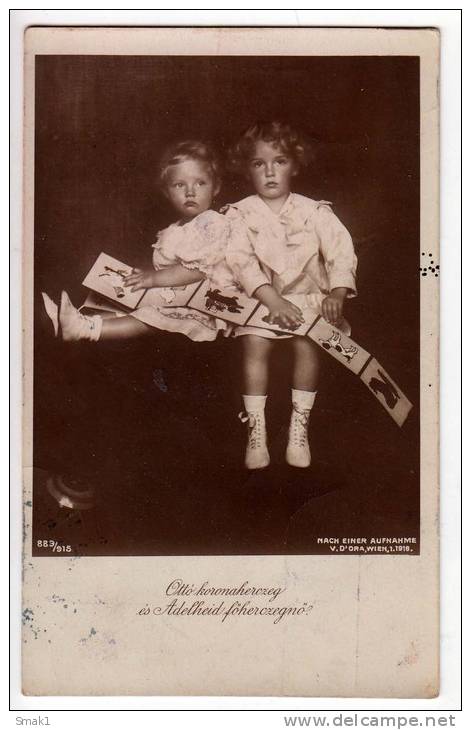 ROYAL FAMILIES CHILDREN ARCHDUKE OTTO AND ADELHEIH Nr. 889/915 OLD POSTCARD - Royal Families