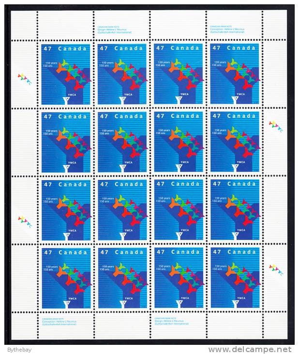 Canada MNH Scott #1925 Complete Sheet Of 16 47c YMCA In Canada 150 Years - Ganze Bögen