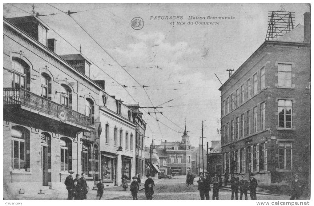 PATURAGES - Maison Communale Et Rue Du Commerce - Superbe Carte Circulée 1920 - Colfontaine