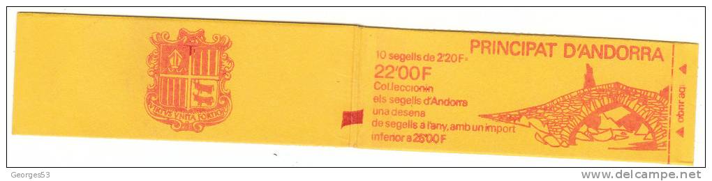 Andorre  N° 366** 10 Timbres à 2.20 F  Val YT : 13,00 € - Carnets