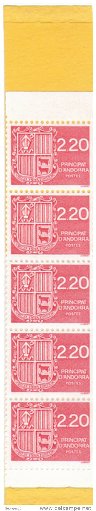 Andorre  N° 366** 10 Timbres à 2.20 F  Val YT : 13,00 € - Carnets