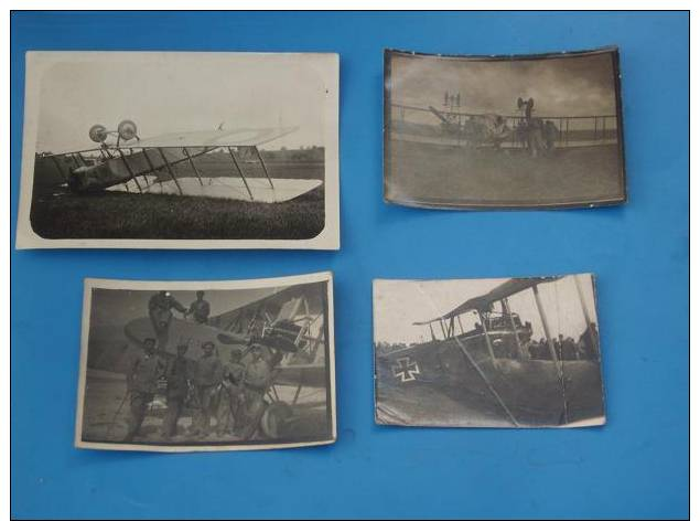 4 Photos Originales Avion De Guerre WW1 Militaire Voir Legende Au Dos(Avion Foker Allemand) - Aviation