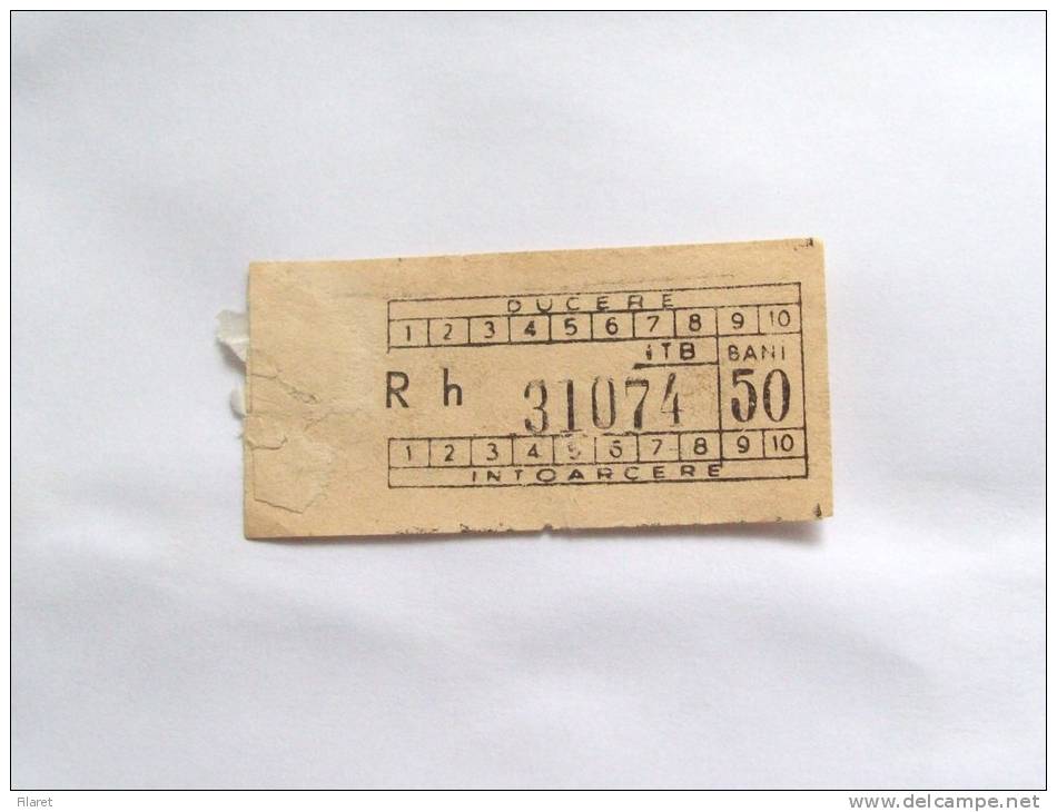 ROMANIA-ITB TICKET,50 BANI,1975-1980 PERIOD - Europe