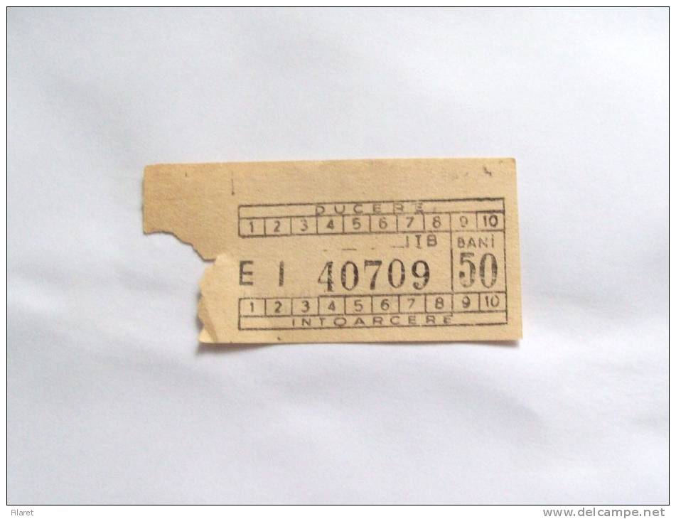 ROMANIA-ITB TICKET,50 BANI,1975-1980 PERIOD - Europe