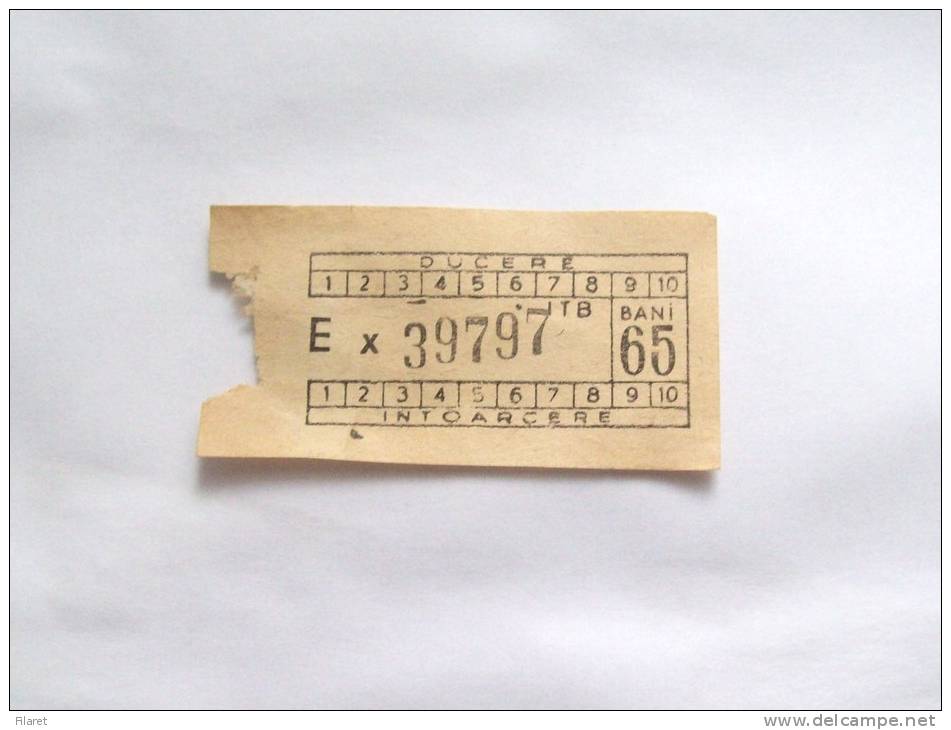 ROMANIA-ITB TICKET,65 BANI,1975-1980 PERIOD - Europe