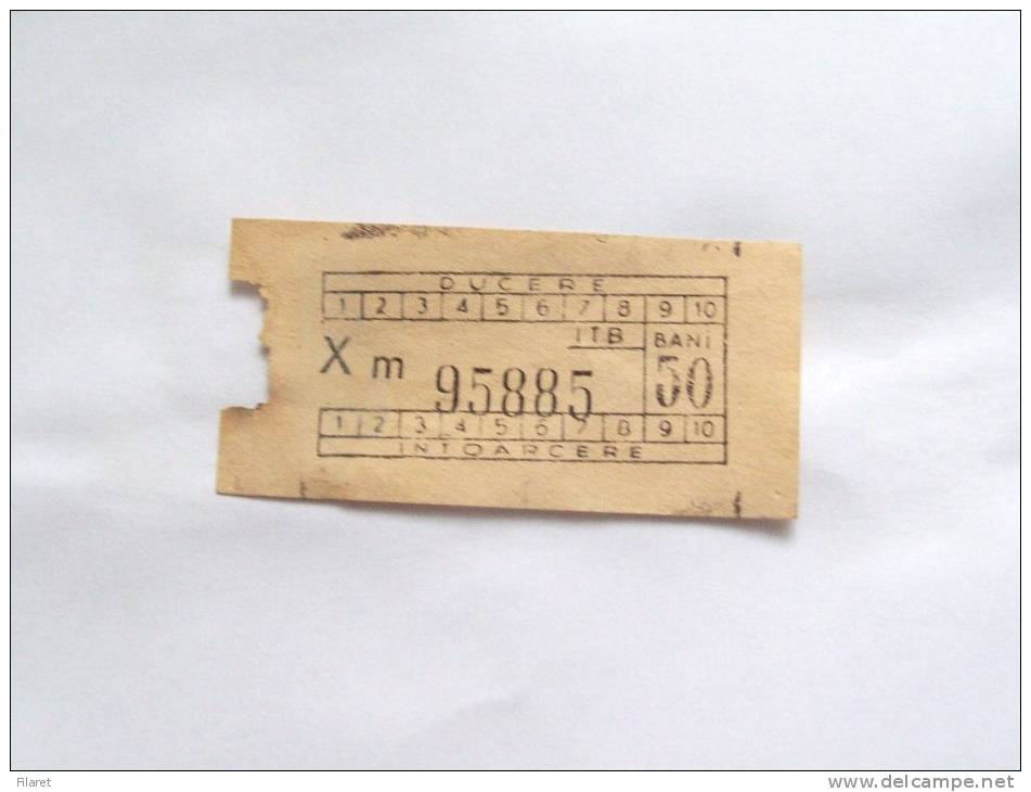 ROMANIA-ITB TICKET,50 BANI,1975-1980 PERIOD - Europe