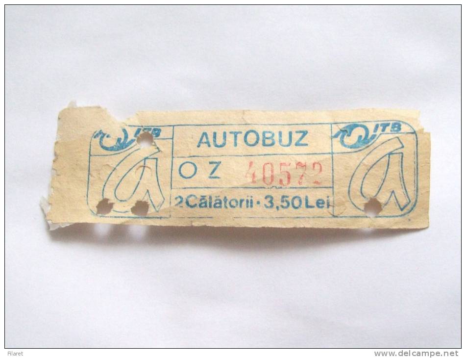 ROMANIA-ITB AUTOBUS TICKET,3.50 LEI,1985-1995 PERIOD - Europe