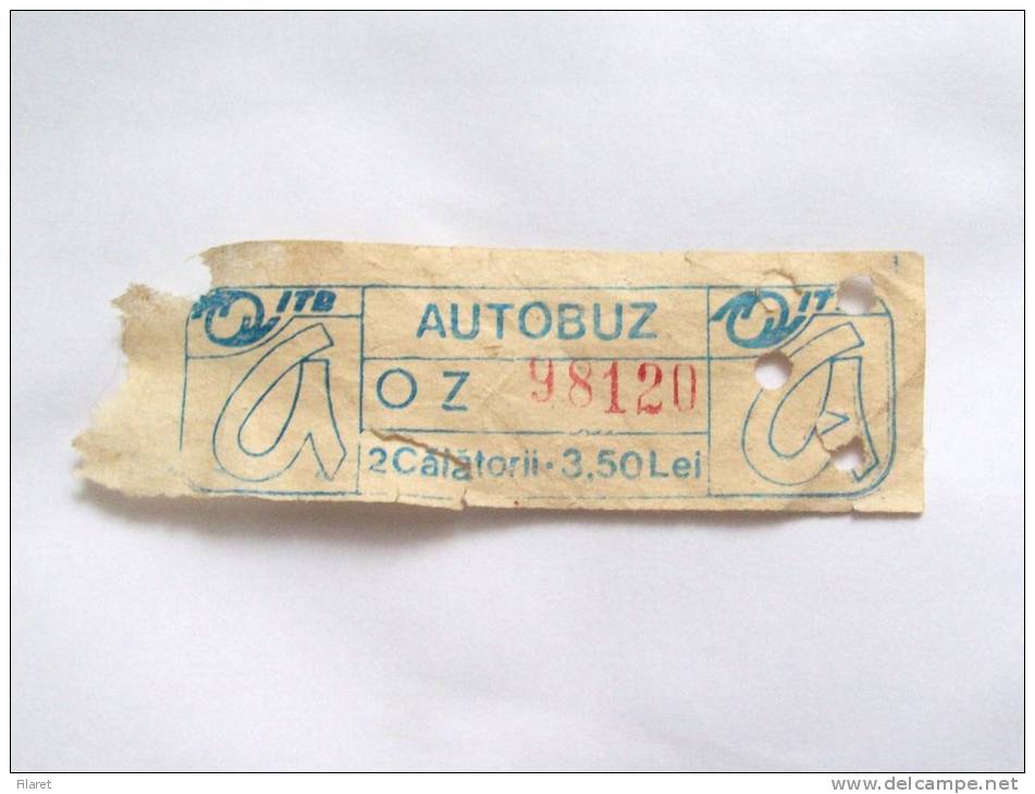 ROMANIA-ITB AUTOBUS TICKET,3.50 LEI,1985-1995 PERIOD - Europe