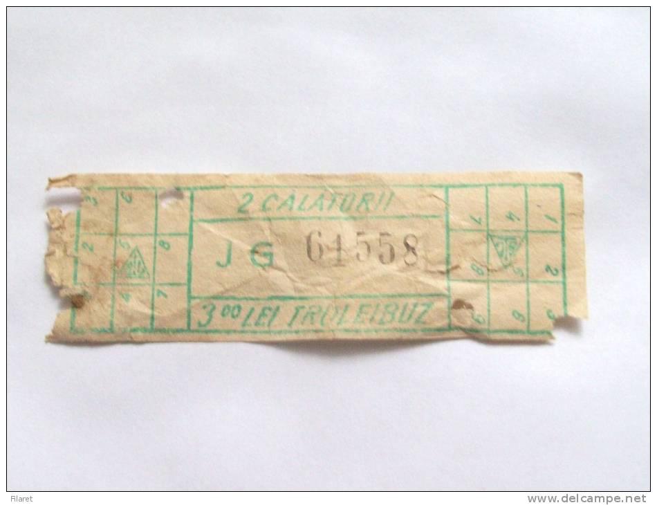 ROMANIA-ITB TROLEYBUS TICKET,3 LEI,1985-1995 PERIOD - Europe