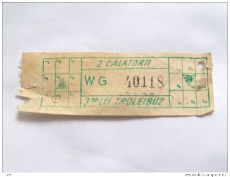 ROMANIA-ITB TROLEYBUS TICKET,3 LEI,1985-1995 PERIOD - Europe