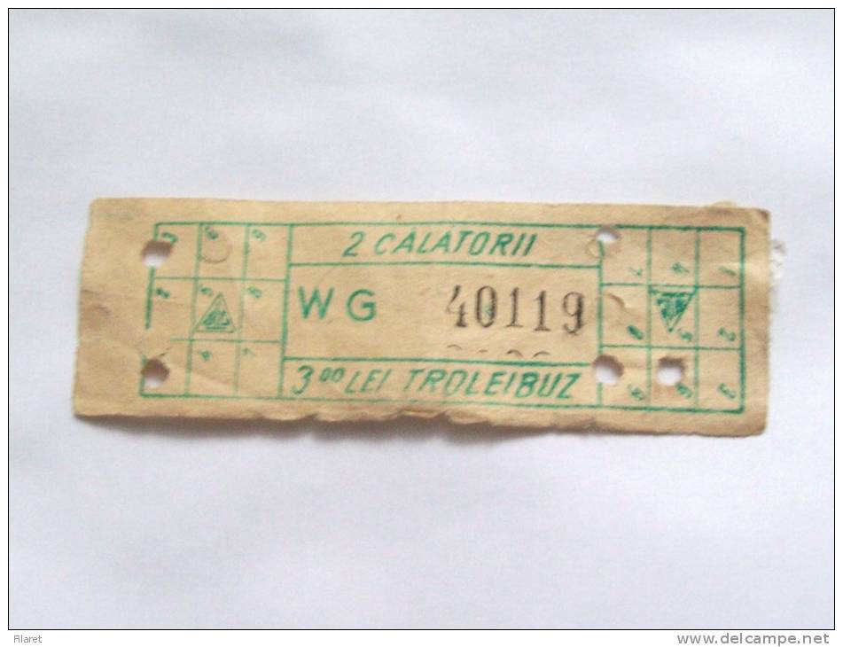 ROMANIA-ITB TROLEYBUS TICKET,3 LEI,1985-1995 PERIOD - Europe