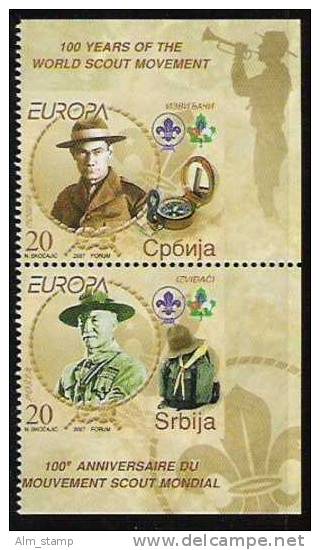 2007 Serbien  Serija  Mi. 196-7 E  ** MNH  Booklet Stamp . Europa: Pfadfinder. - 2007