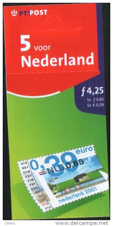 Olanda Pays-Bas Nederland  2001 Carnet Con 5 Francobolli Per Introduzione Euro Con Doppio Valore Euro-fiorino  ** MNH - Carnets Et Roulettes