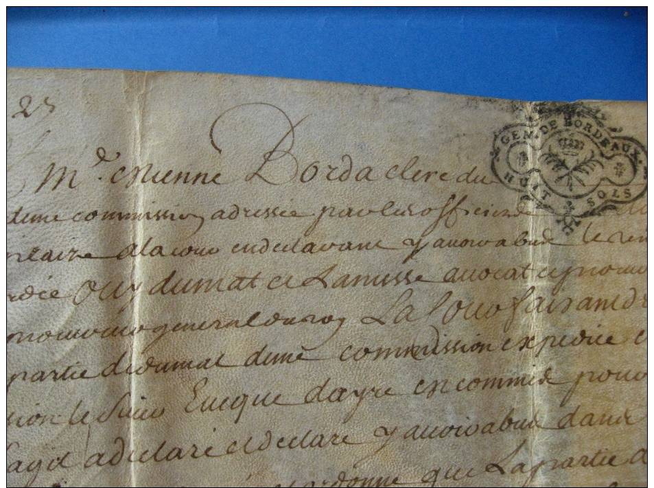 1727 - 2 Main-levées Du Parlement De Bordeaux Concernant Une Amende Infligée à L´évêque D´Aire Par Les Offices Du Pape - Décrets & Lois