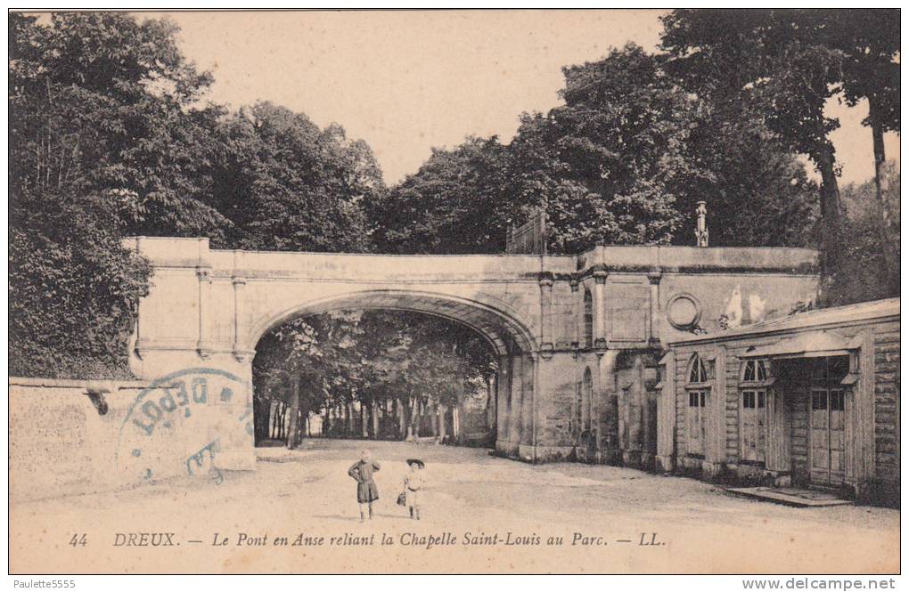 DREUX- Le Pont En Anse Reliant La Chapelle Saint-Louis Au Parc (animée 2 EnfantsTBE ) Dép28 - Dreux